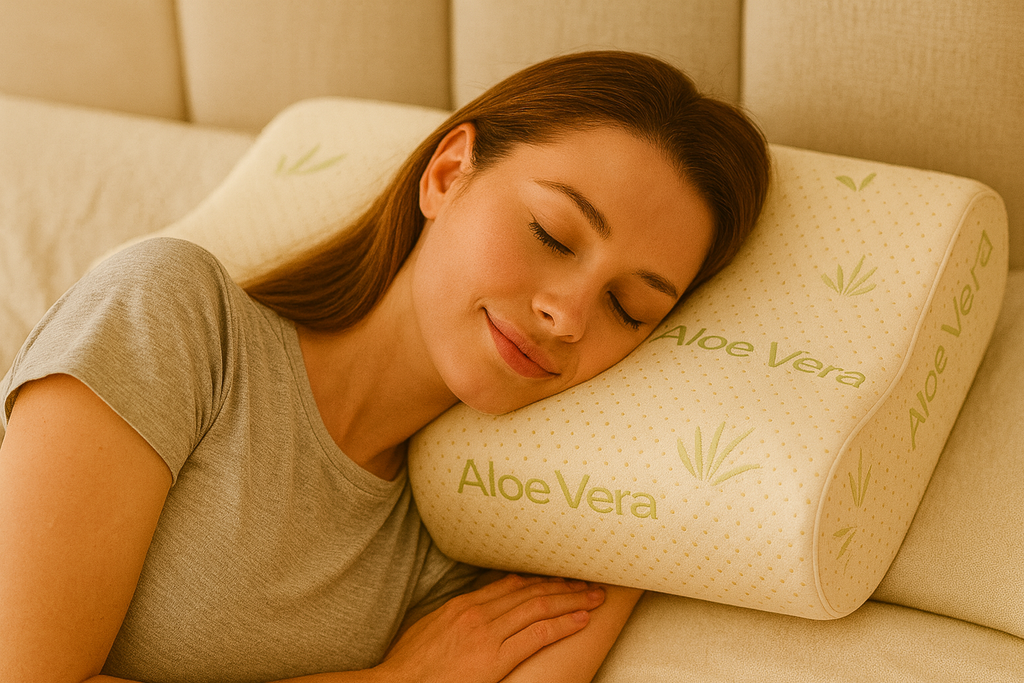 Cuscino Cervicale per dormire in Memory Foam Ortopedico Doppia Onda ideale per supporto al collo Ergonomico Traspirante e Anallergico con Federa Aloe Vera Antiacaro Lavabile Made in Italy