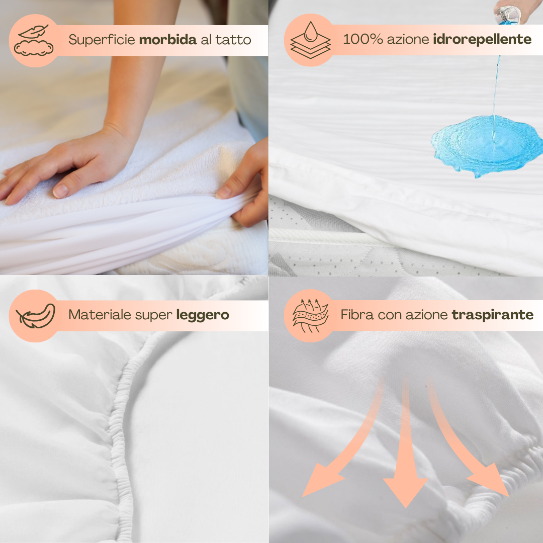 Coprimaterasso Matrimoniale Impermeabile 160 x 200 Alto 30 cm Fibra di Bambù e spugna, Proteggi Materasso Antiacaro Anallergico e Traspirante lavabili, con Angoli tutto intorno Elastici