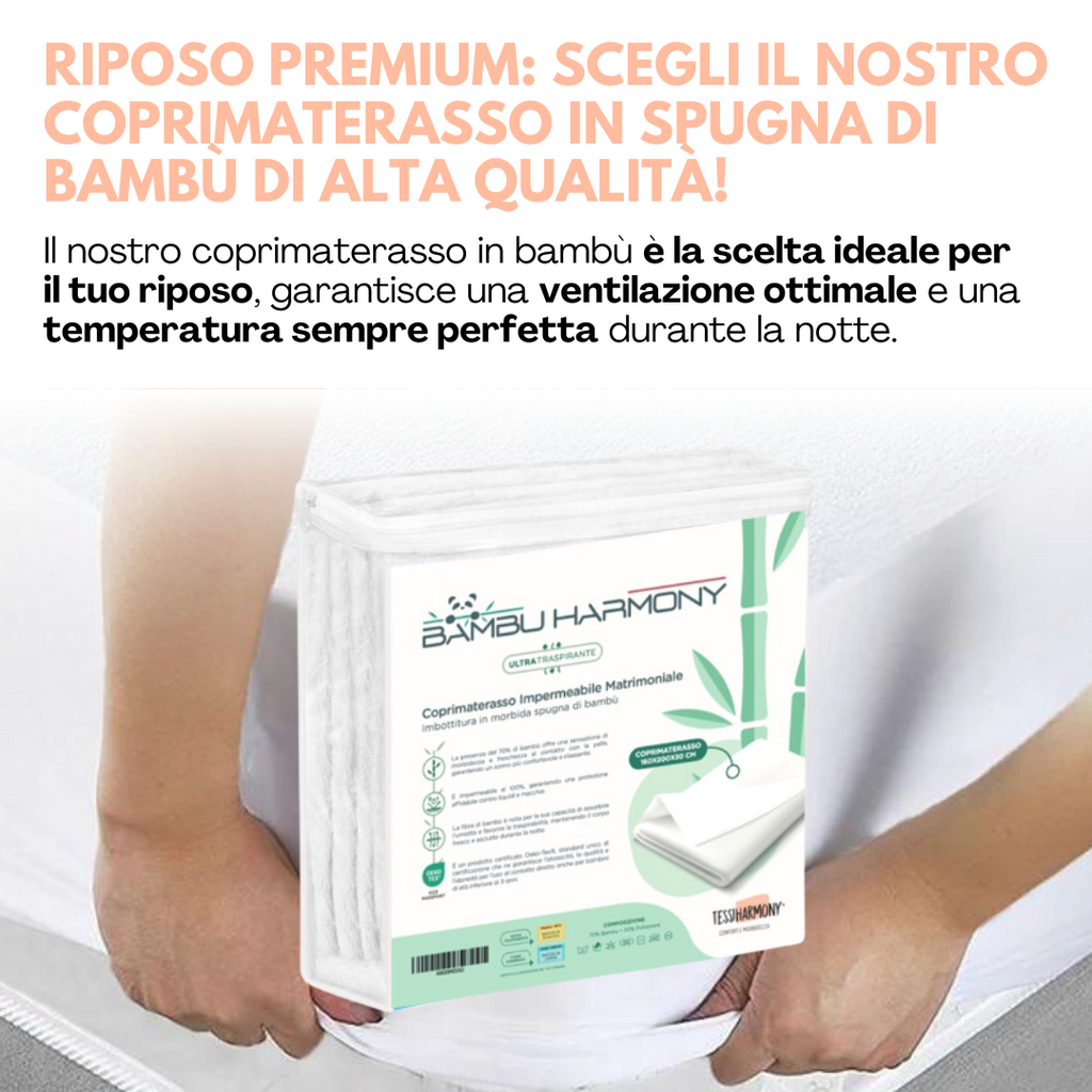 Coprimaterasso Matrimoniale Impermeabile 160 x 200 Alto 30 cm Fibra di Bambù e spugna, Proteggi Materasso Antiacaro Anallergico e Traspirante lavabili, con Angoli tutto intorno Elastici